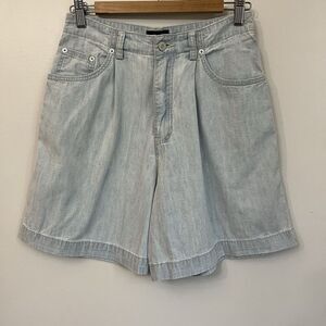 Gap Vintage Y2K  High Waisted Denim Shorts Pleated Baggy Mom Denim Bermudas W28”